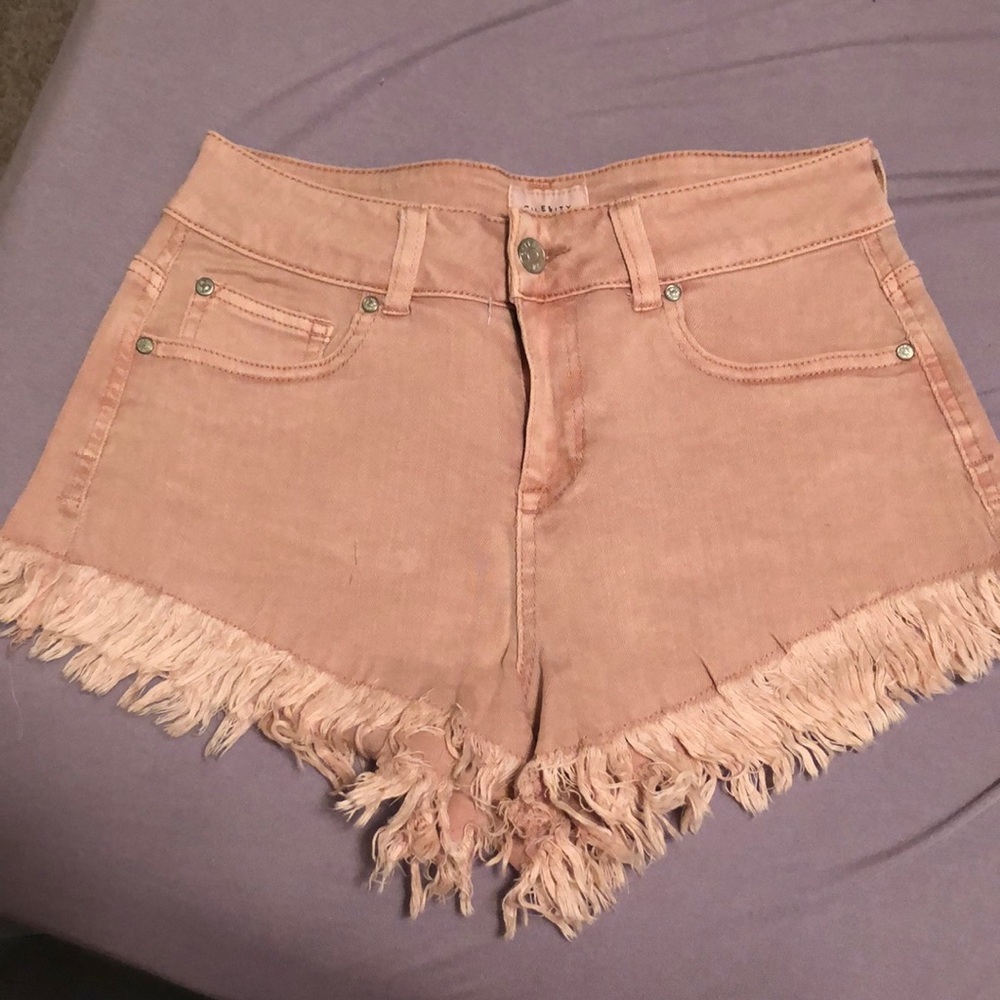 Pink jean shorts